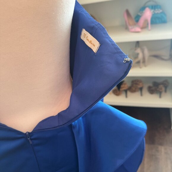 Dramatic One-Shoulder Cobalt Blue Gown - Picture 6 of 7